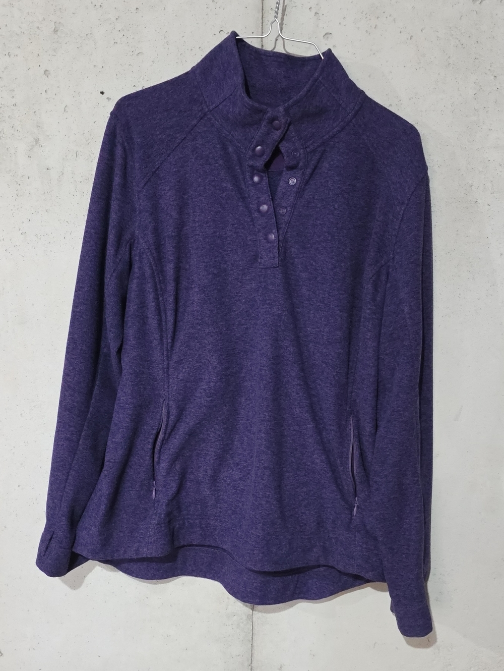 Women's Purple Pullover Button-Neck Top